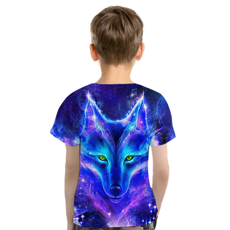 3D Purple Wolf Head Printed Children&