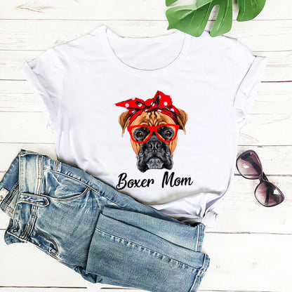 Cute Pet Mom Summer T-shirt European And American Round Neck Short Sleeve