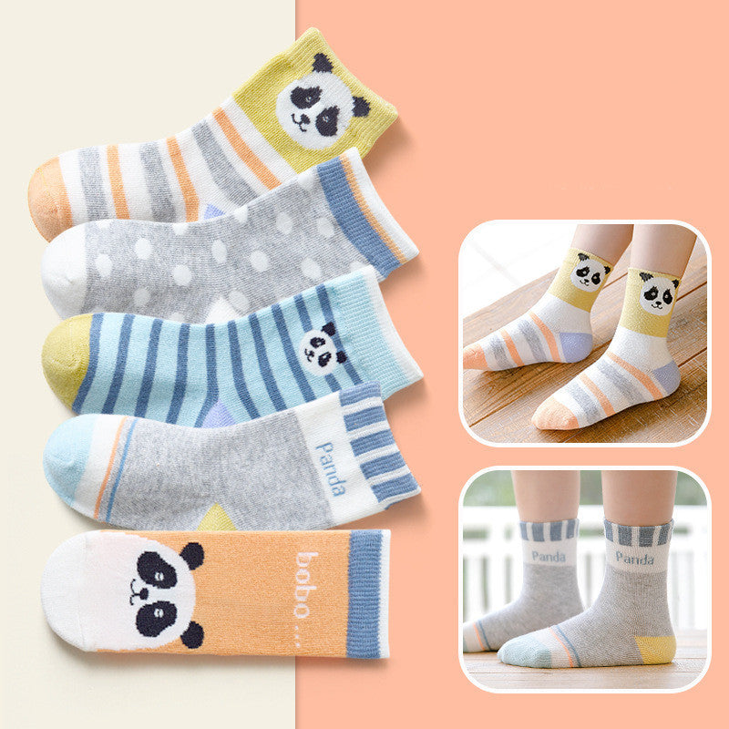 Cartoon Panda Polka Dot In Tube Baby Socks