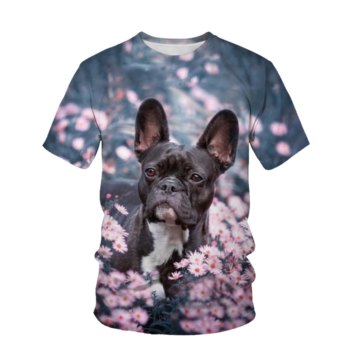 Cute pet dog men and women round neck T-shirt 3D digital printing