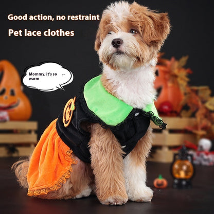 Cross-border New Arrival Pet Costume Halloween Classic Pumpkin Skirt Bichon Teddy Dog Cat Christmas Clothes