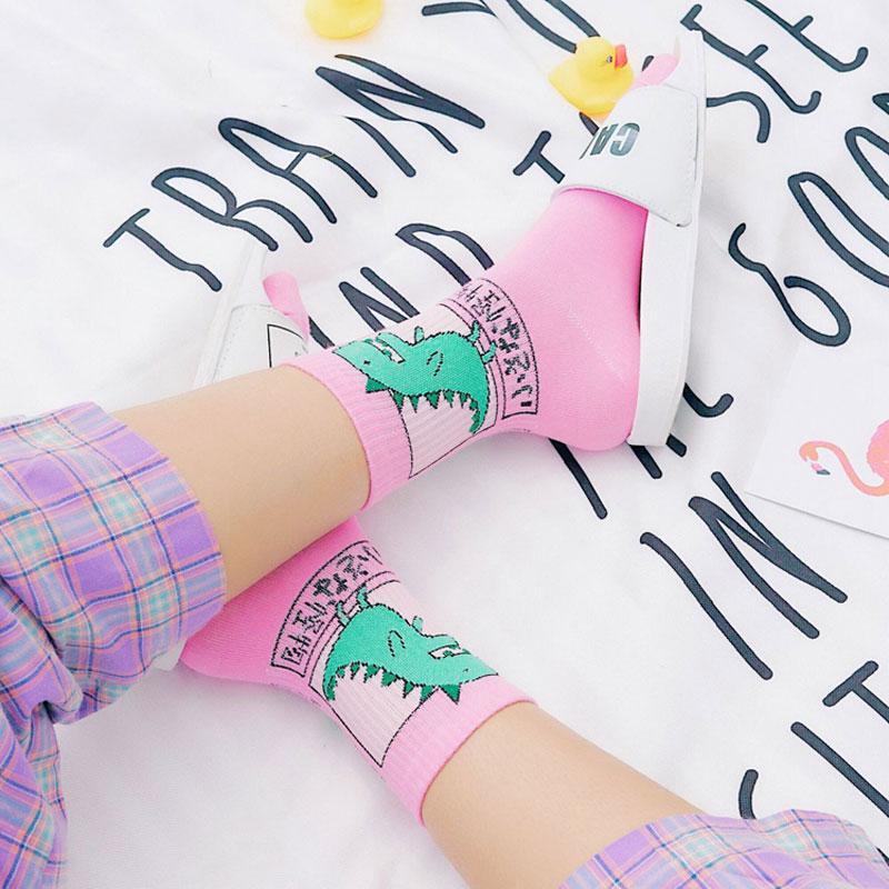 Woman Socks Korea Ulzzang Hong Kong Wind Harajuku Skate Little Animal Cute Socks Calcetine Clothing Dresses