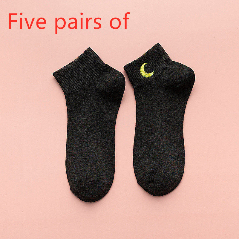 5 pairs of solid colored cotton socks