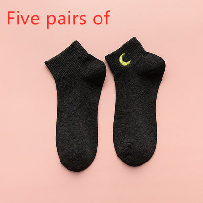 5 pairs of solid colored cotton socks