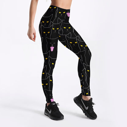 Black cat print women&