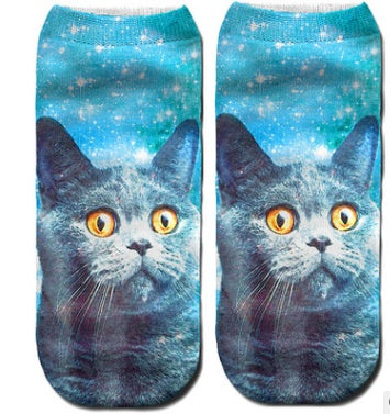 Popular Funny Unisex Short Socks 3D Cat Printed Anklet Socks Casual Socks