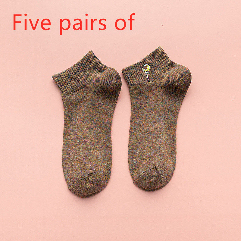 5 pairs of solid colored cotton socks