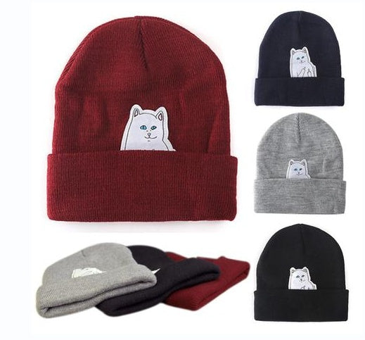 Europe and the United States new autumn cat vertical middle finger street shooting wool hat men&