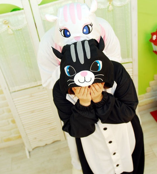 White cat cartoon pajamas