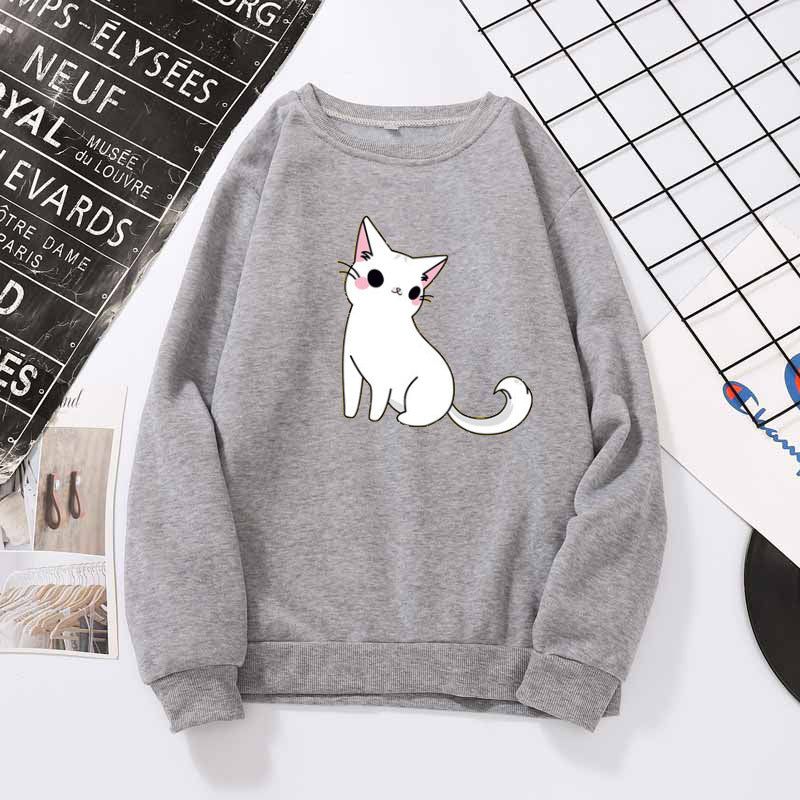 Printed cute cat hoodie