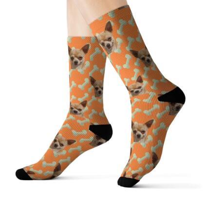 Pet head print socks