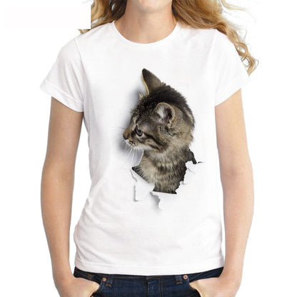 Cat Fashion Letter Print T-Shirt