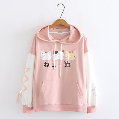 Cat printed sweater top for women