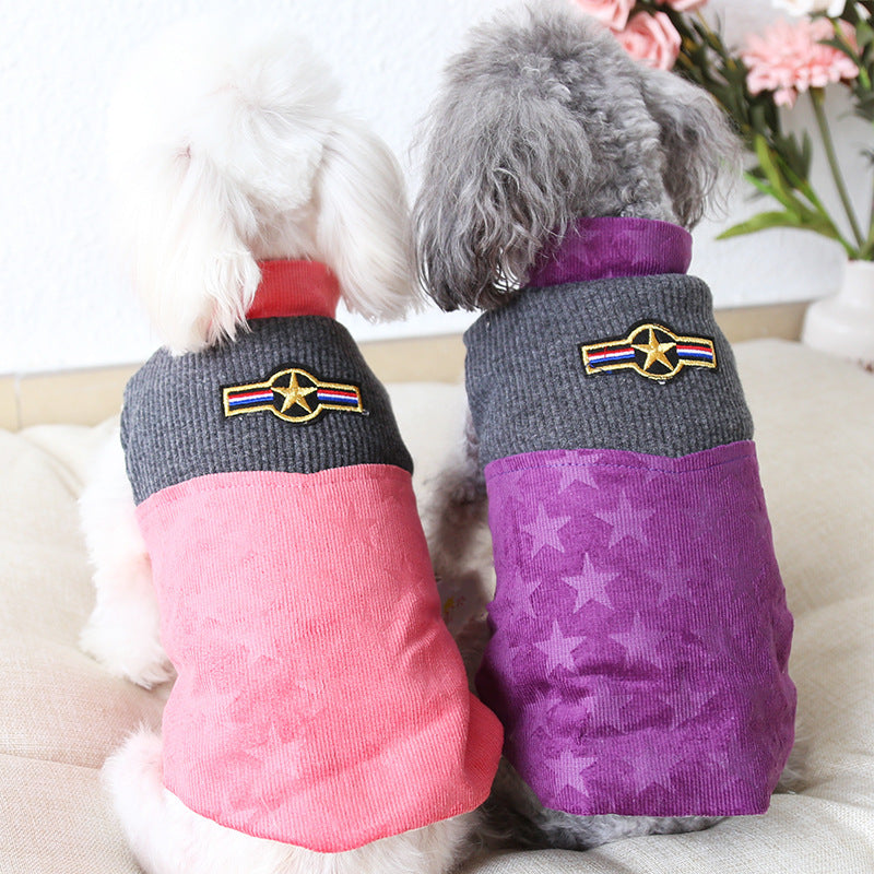 Corduroy Patchwork Star Vest, Pet Clothes, Dog Clothes