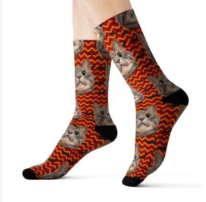 Pet head print socks