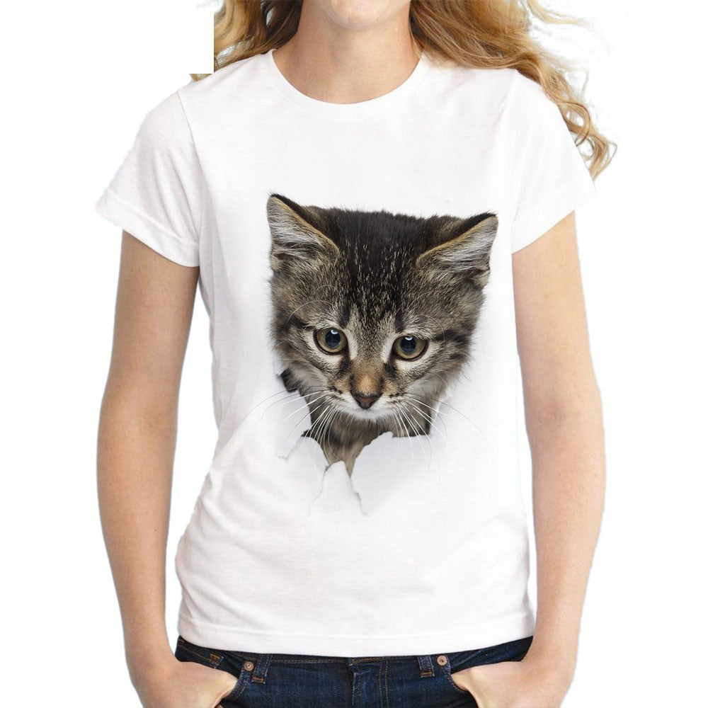 Cat Fashion Letter Print T-Shirt