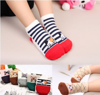 5 pair High Quality Cute Cat Striped Women Socks Creative Casual Cotton Funny Animal Socks for Woman