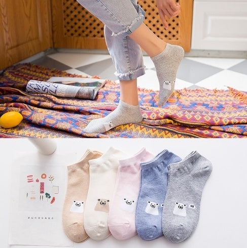 5 pair High Quality Cute Cat Striped Women Socks Creative Casual Cotton Funny Animal Socks for Woman