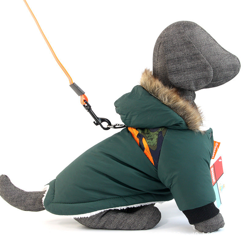 Dog Autumn And Winter Clothes Vest Hoodie Two-Legged Plush Jacket Warm Coat Jacket