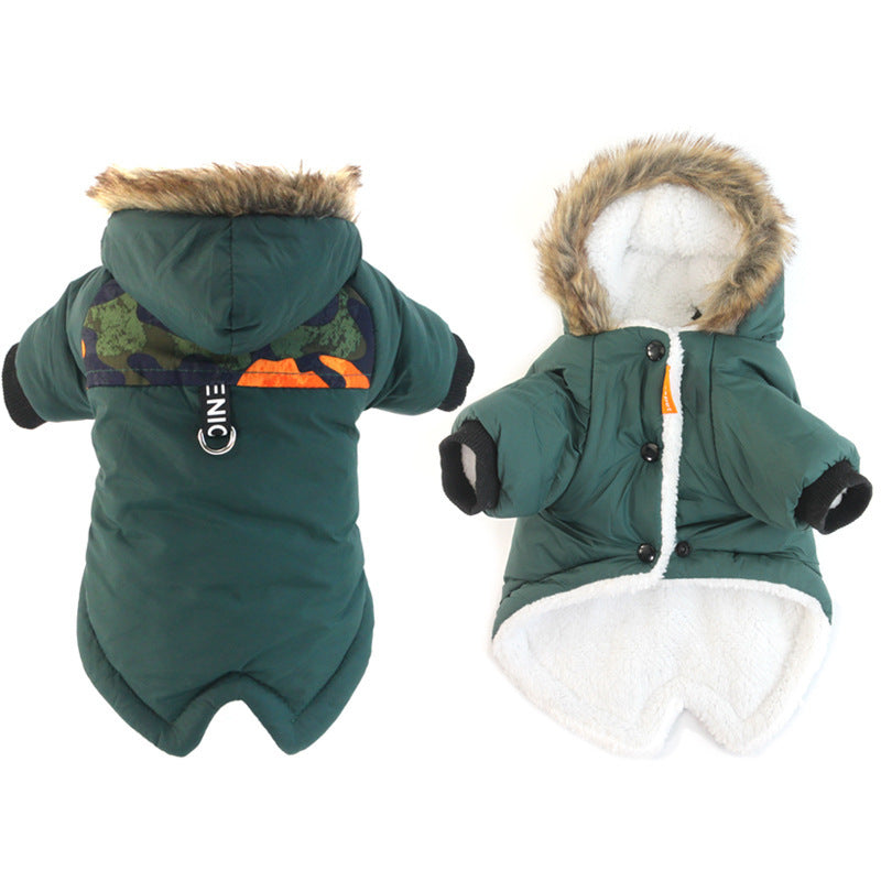 Dog Autumn And Winter Clothes Vest Hoodie Two-Legged Plush Jacket Warm Coat Jacket