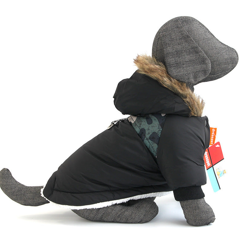 Dog Autumn And Winter Clothes Vest Hoodie Two-Legged Plush Jacket Warm Coat Jacket