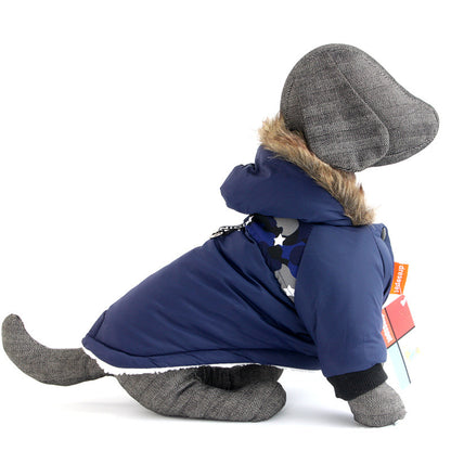 Dog Autumn And Winter Clothes Vest Hoodie Two-Legged Plush Jacket Warm Coat Jacket