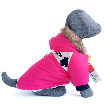 Dog Autumn And Winter Clothes Vest Hoodie Two-Legged Plush Jacket Warm Coat Jacket