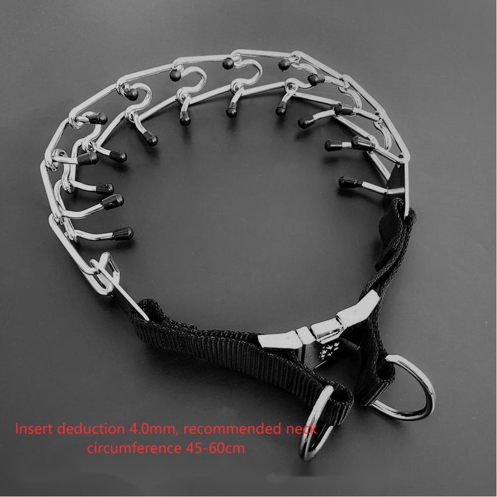 Chrome Plated  Pinch Dog Collar Proong Dogs Training Choke Chain Dog Training Necklace Rubber Tips Guardian