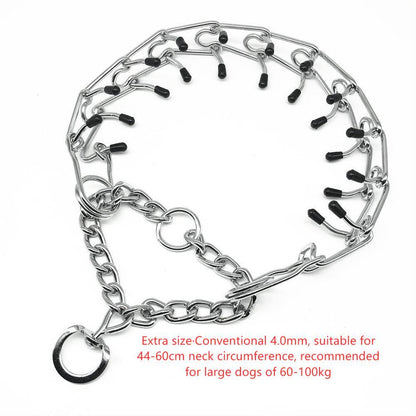 Chrome Plated  Pinch Dog Collar Proong Dogs Training Choke Chain Dog Training Necklace Rubber Tips Guardian