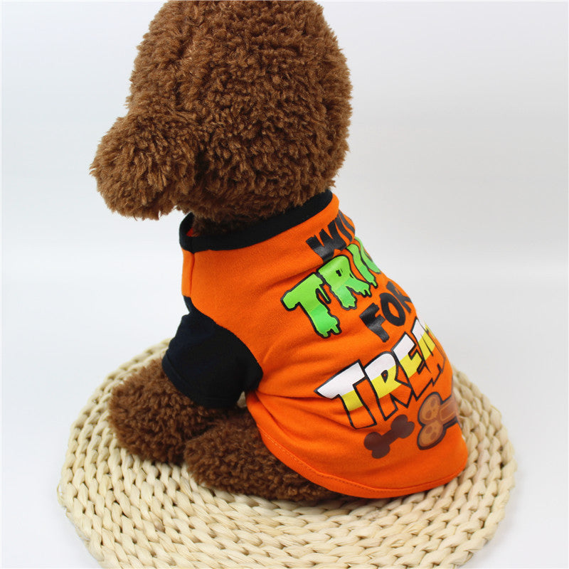 Dog clothes spring and summer clothes cartoon print T-shirt Teddy Bichon pet costume wholesale pet Halloween clothes