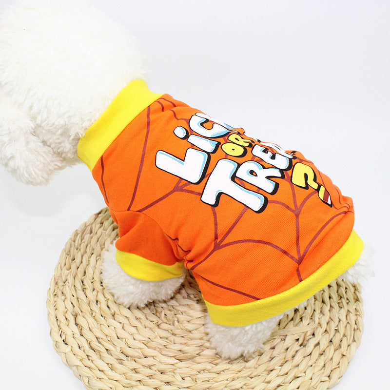 Dog clothes spring and summer clothes cartoon print T-shirt Teddy Bichon pet costume wholesale pet Halloween clothes