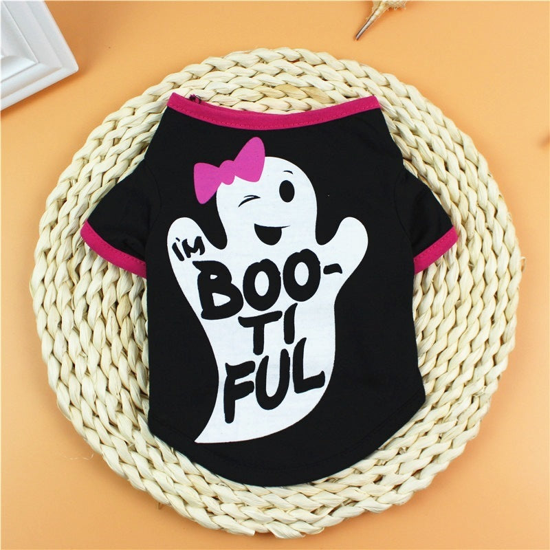 Dog clothes spring and summer clothes cartoon print T-shirt Teddy Bichon pet costume wholesale pet Halloween clothes