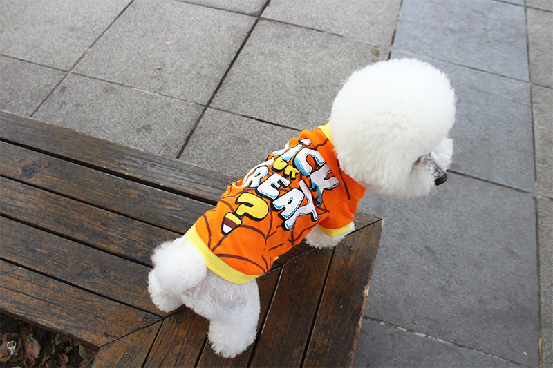 Dog clothes spring and summer clothes cartoon print T-shirt Teddy Bichon pet costume wholesale pet Halloween clothes