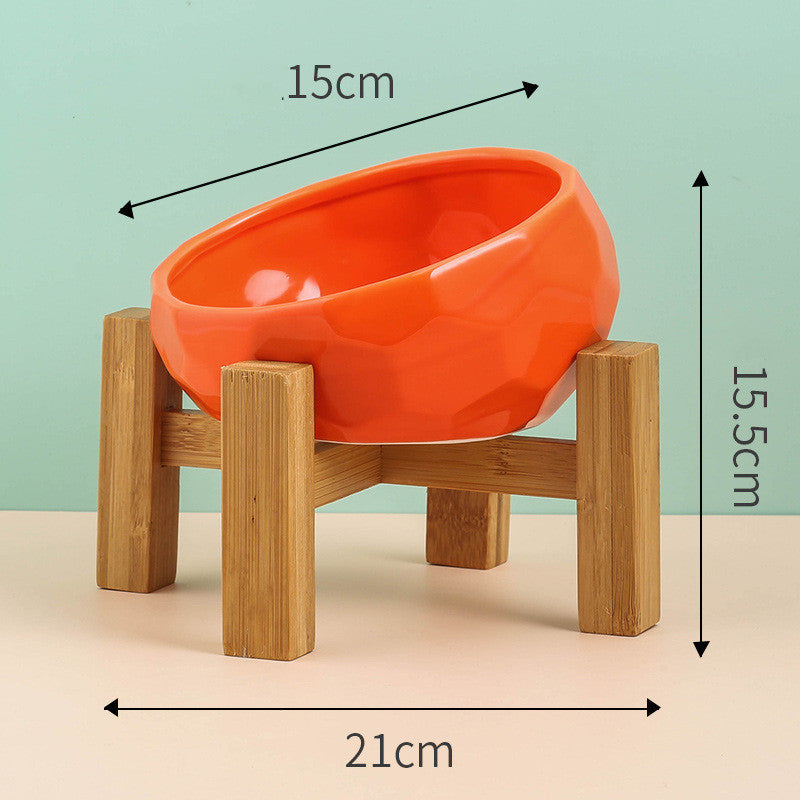 Cat And Dog Rice Bowl Water Bowl Teddy Large Capacity Oblique Mouth Rice Bowl