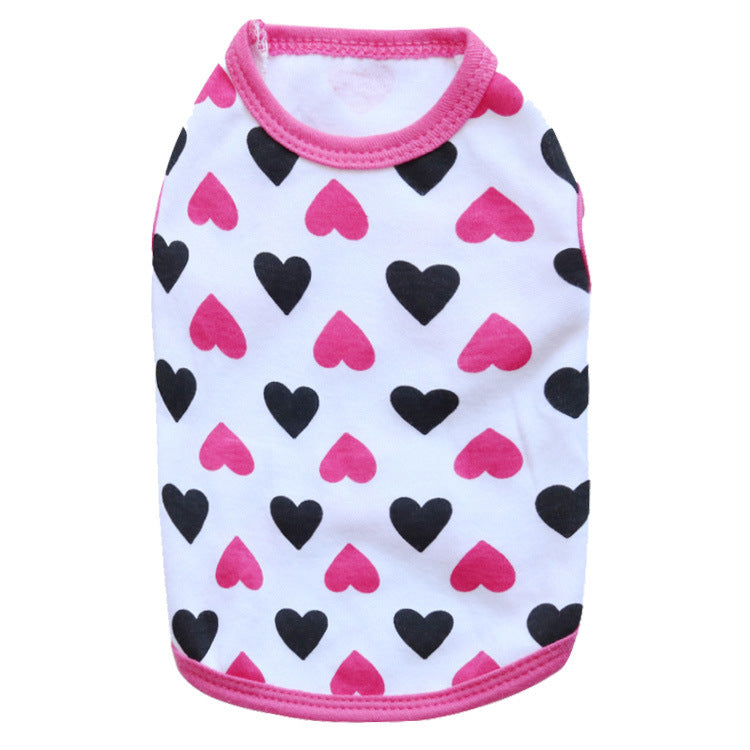 All Printed Love Cotton Jersey Pet Vest Pet Clothing