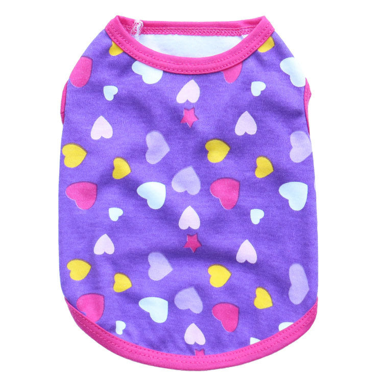 All Printed Love Cotton Jersey Pet Vest Pet Clothing