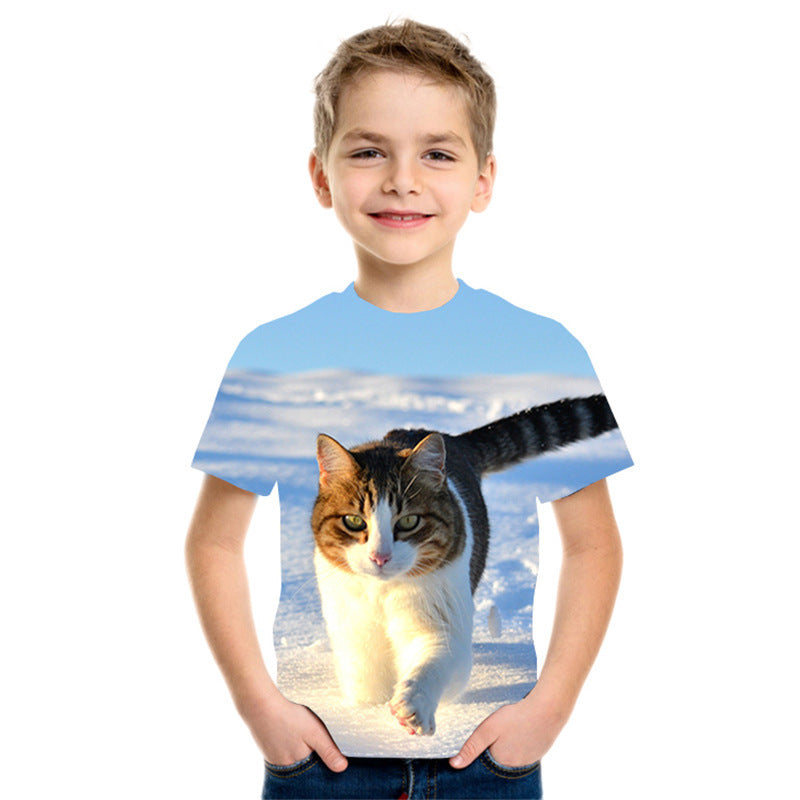 3D Digital Printing Short Sleeve Fashion Kids T-shirt Top