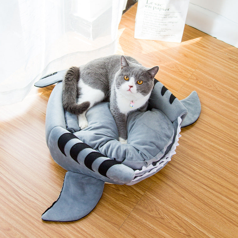 Creative Dual-Purpose Shark Pet Bed Small Dogs And Cats Warm Pet Bed