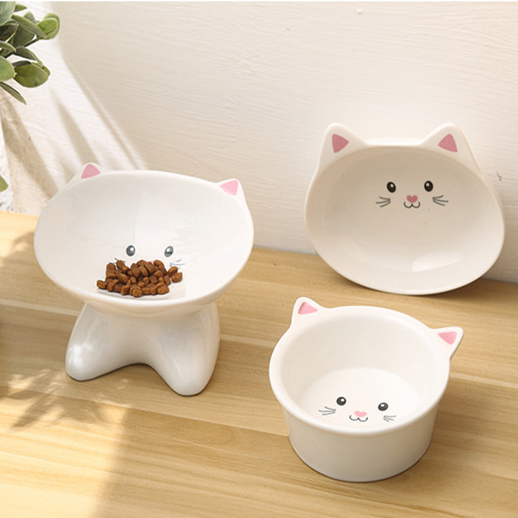 Ceramic Small Cat Face Shape Pet Food Bowl Cat Bowl Dog Bowl Universal And Easy To Clean