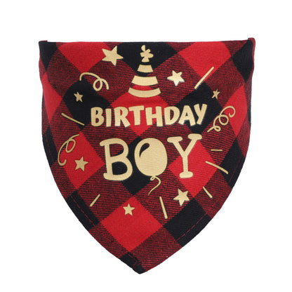 Cotton check cat dog scarf birthday party accessories