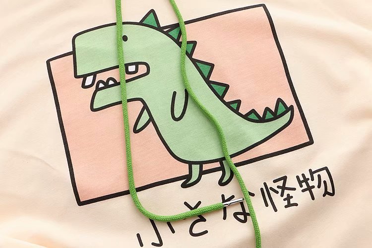 Dinosaur Print Color-Block Five-Point Sleeves