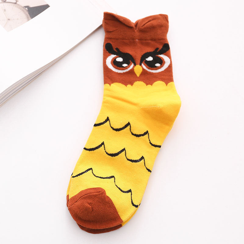 New Style Owl Socks Three-Dimensional Cartoon Socks Cotton Mid-Tube Women Socks