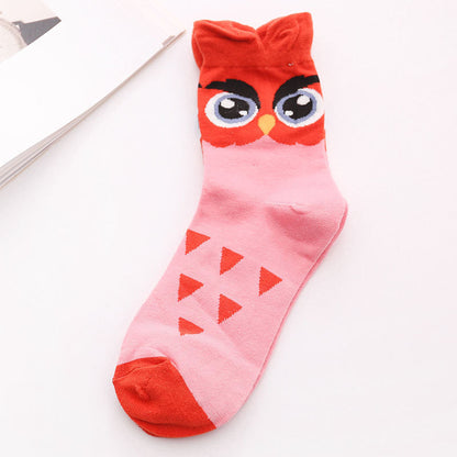 New Style Owl Socks Three-Dimensional Cartoon Socks Cotton Mid-Tube Women Socks