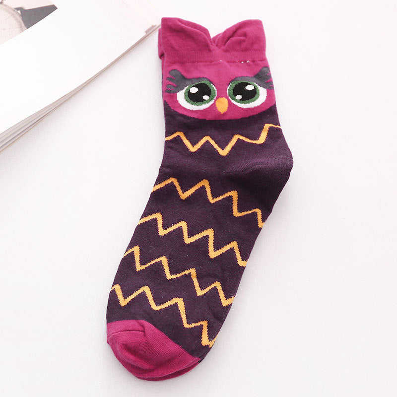 New Style Owl Socks Three-Dimensional Cartoon Socks Cotton Mid-Tube Women Socks