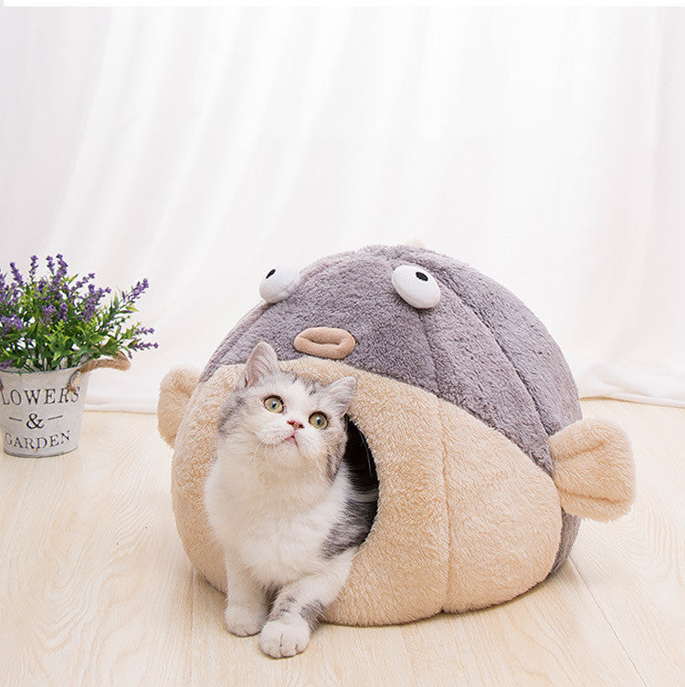 Cat House Plus Velvet To Keep Warm Pufferfish Nest Pad For All Seasons