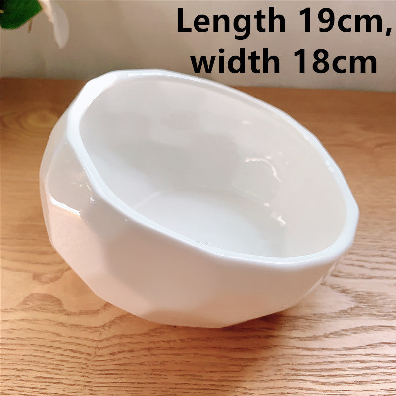 Cat And Dog Rice Bowl Water Bowl Teddy Large Capacity Oblique Mouth Rice Bowl