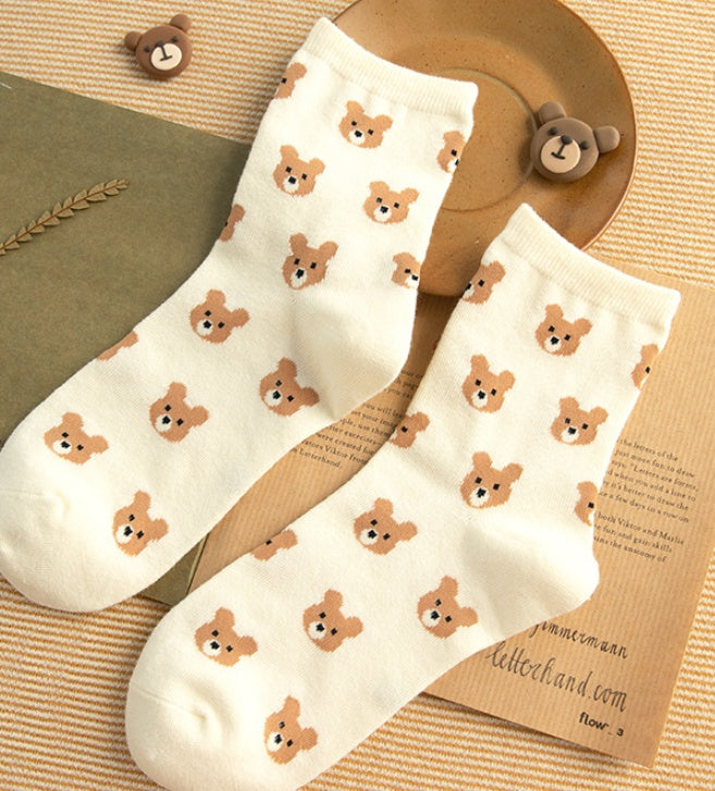 Cute Bear Girls Socks Funny Animal Party Women Socks Cotton Female Socks