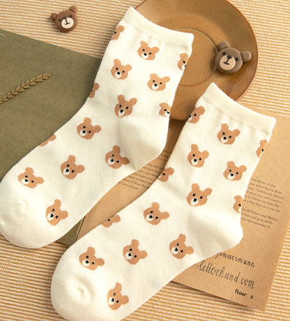 Cute Bear Girls Socks Funny Animal Party Women Socks Cotton Female Socks