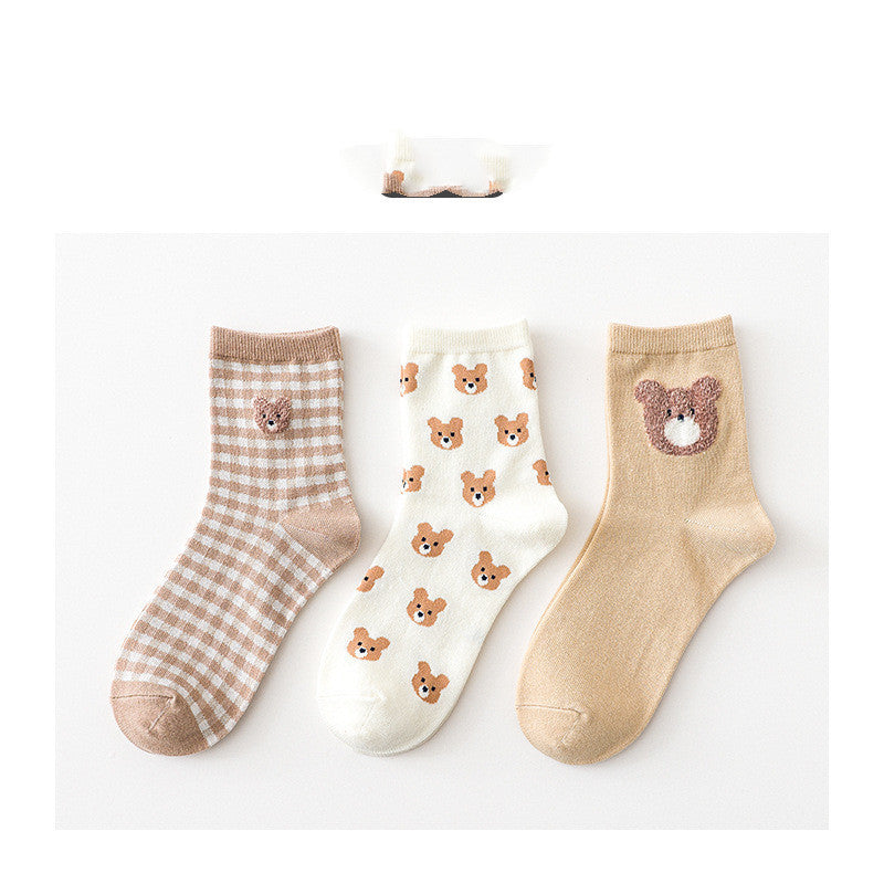 Cute Bear Girls Socks Funny Animal Party Women Socks Cotton Female Socks