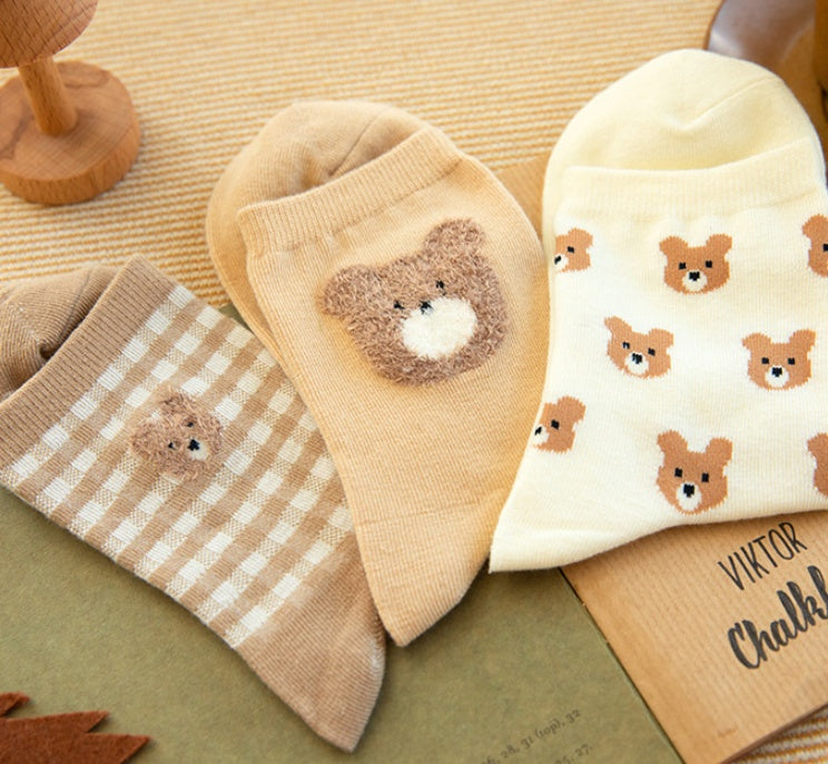 Cute Bear Girls Socks Funny Animal Party Women Socks Cotton Female Socks